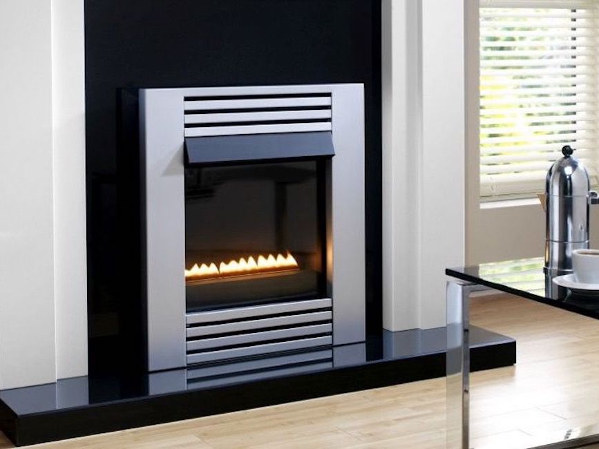 A fashionable modern fireplace.