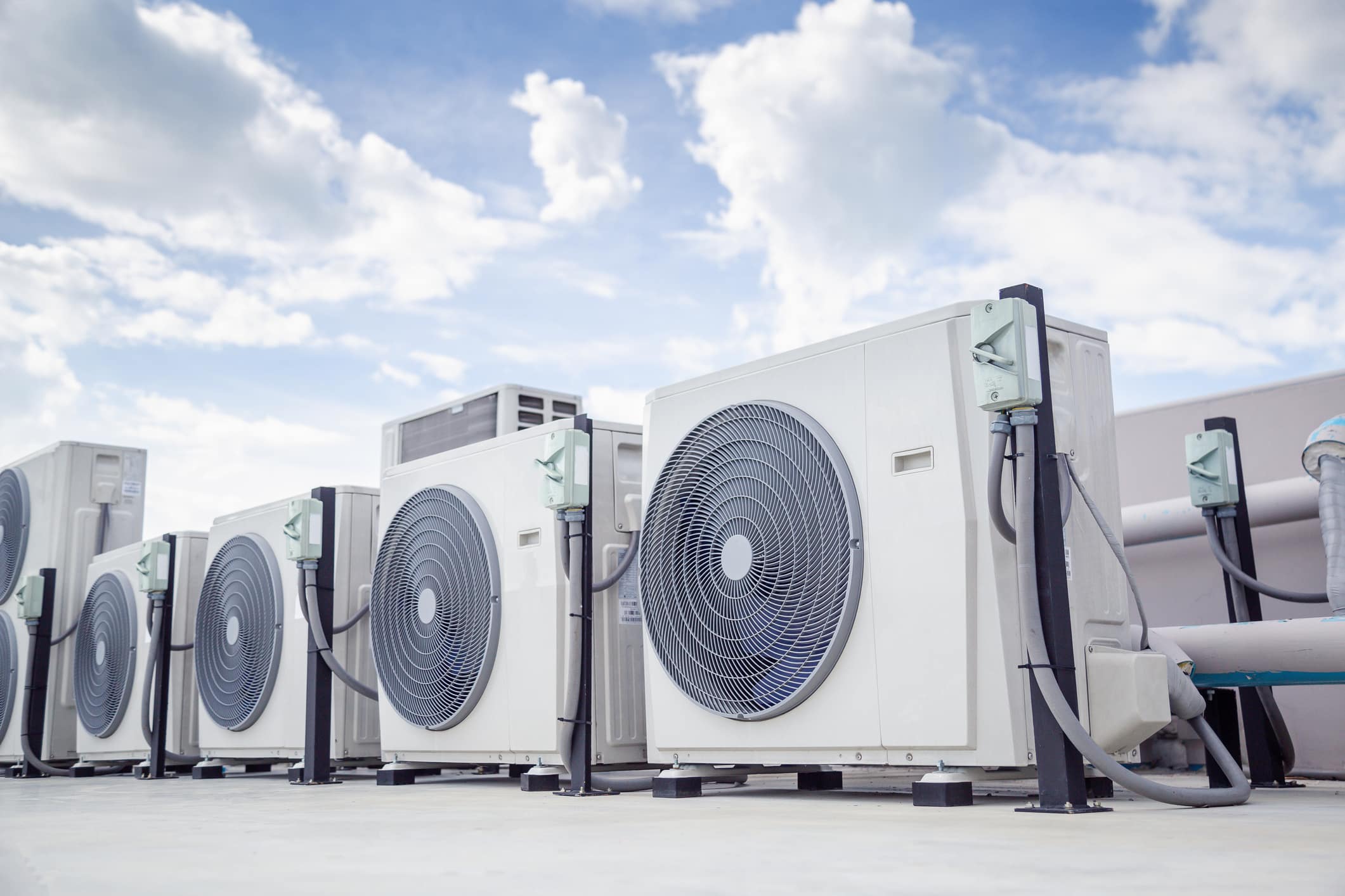 External AC units on a rooftop.